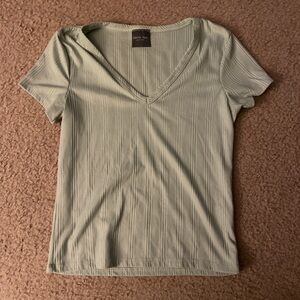 Olivia Rae Light Green Ribbed V-Neck Tee